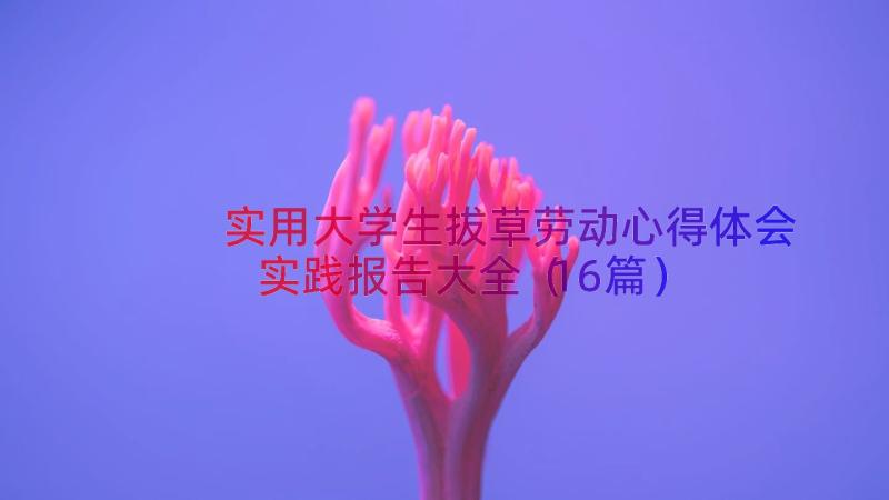 实用大学生拔草劳动心得体会实践报告大全（16篇）