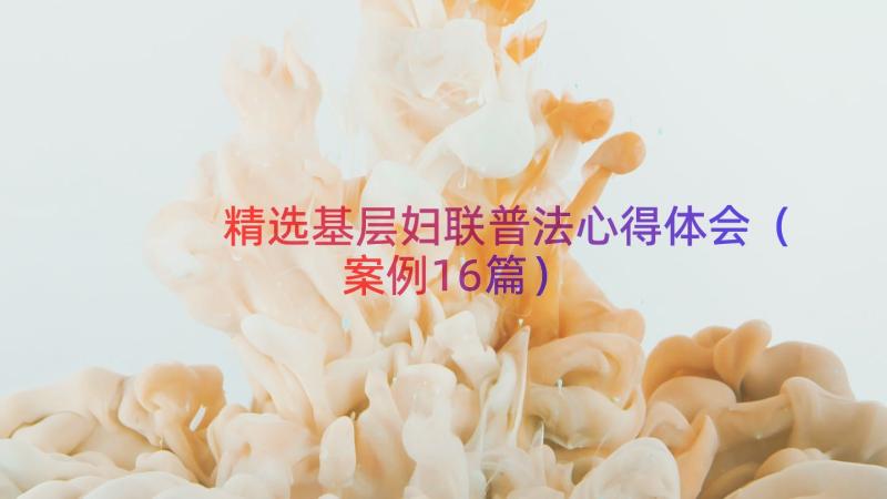 精选基层妇联普法心得体会（案例16篇）