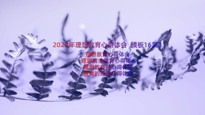 2023年理想教育心得体会（模板16篇）