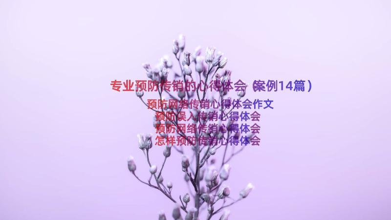 专业预防传销的心得体会（案例14篇）