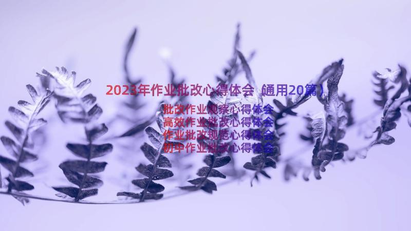 2023年作业批改心得体会（通用20篇）