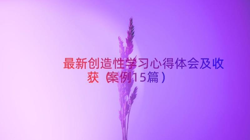 最新创造性学习心得体会及收获（案例15篇）