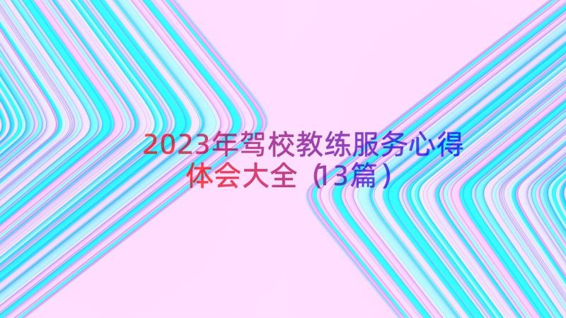 2023年驾校教练服务心得体会大全（13篇）