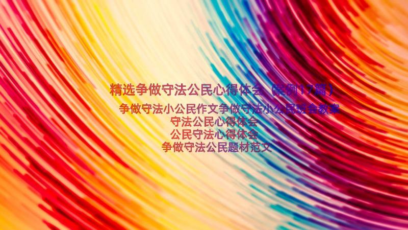 精选争做守法公民心得体会（案例17篇）