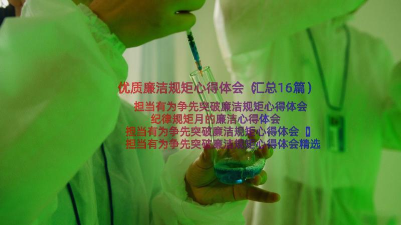 优质廉洁规矩心得体会（汇总16篇）