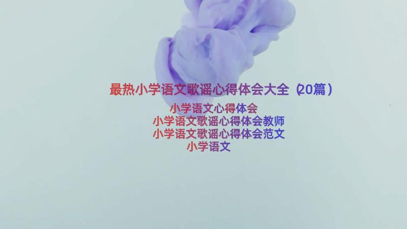 最热小学语文歌谣心得体会大全（20篇）