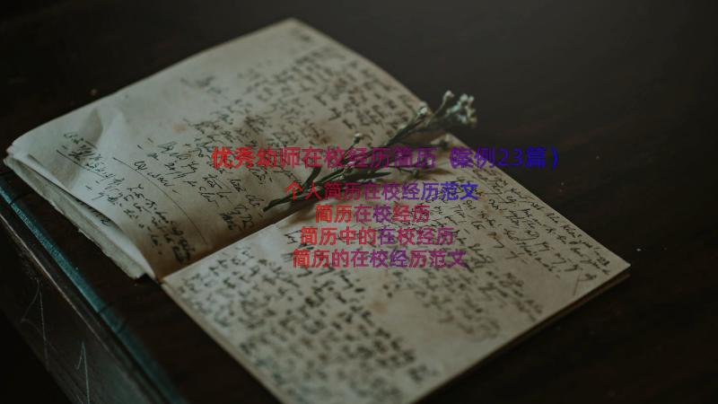 优秀幼师在校经历简历（案例23篇）