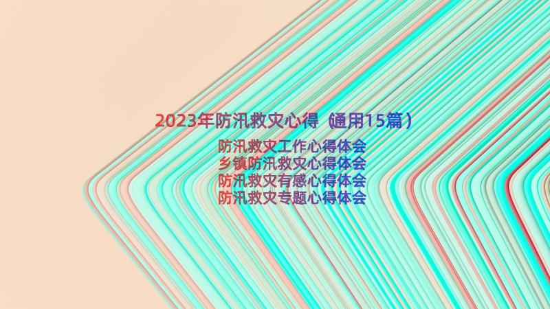 2023年防汛救灾心得（通用15篇）