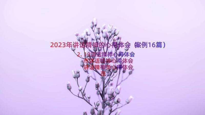 2023年讲话精神的心得体会（案例16篇）