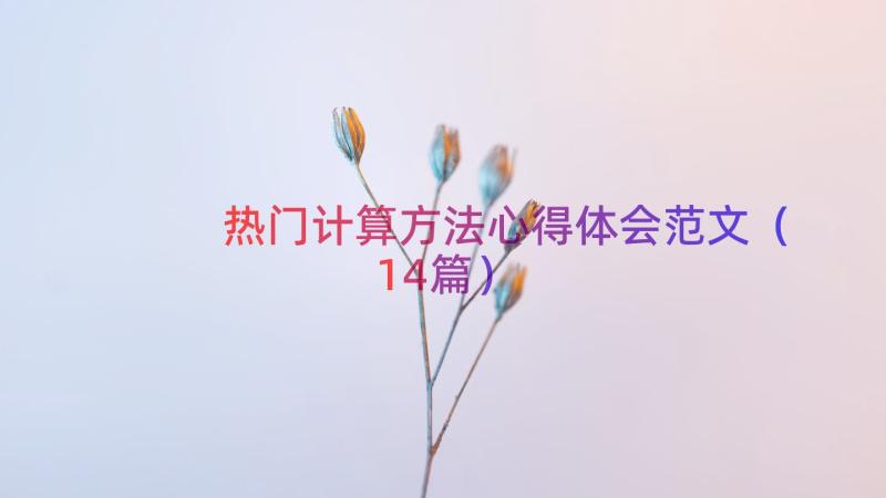 热门计算方法心得体会范文（14篇）