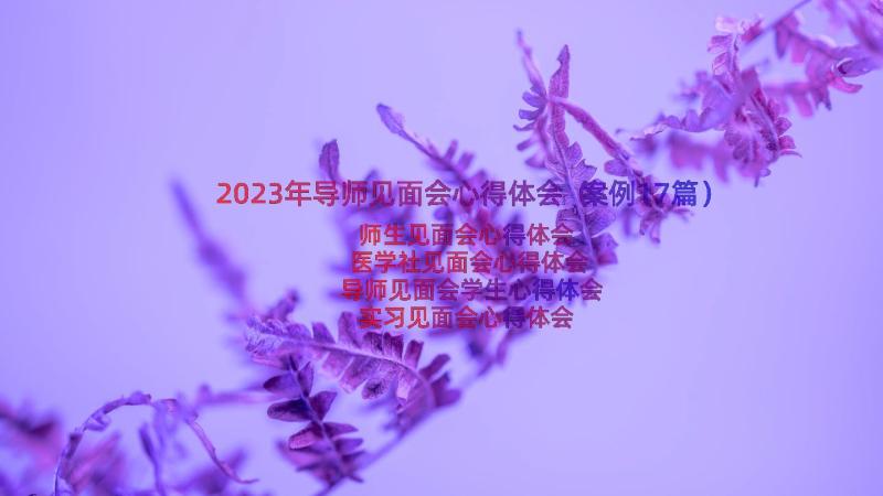 2023年导师见面会心得体会（案例17篇）