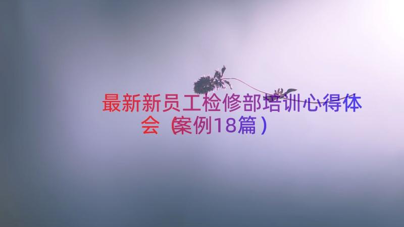 最新新员工检修部培训心得体会（案例18篇）