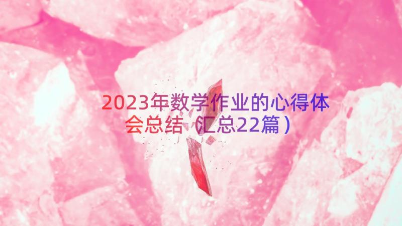 2023年数学作业的心得体会总结（汇总22篇）