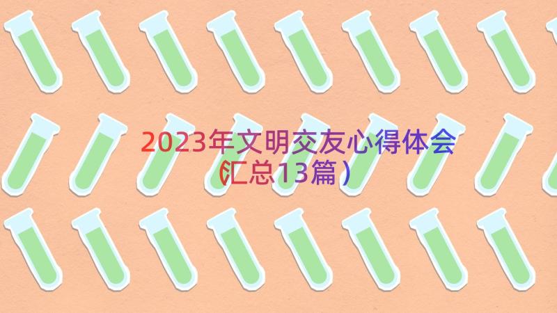 2023年文明交友心得体会（汇总13篇）