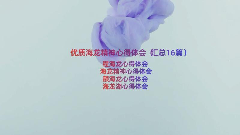 优质海龙精神心得体会（汇总16篇）