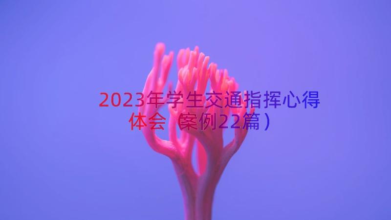 2023年学生交通指挥心得体会（案例22篇）