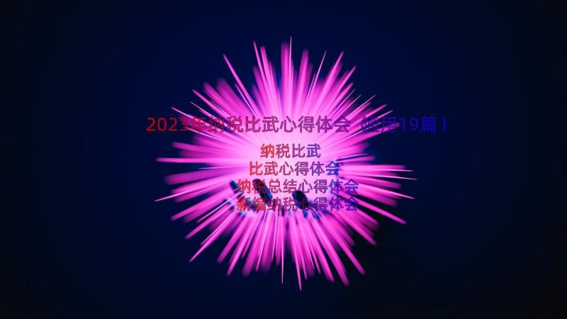 2023年纳税比武心得体会（通用19篇）