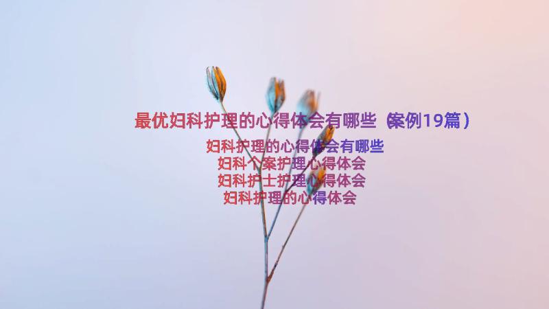 最优妇科护理的心得体会有哪些（案例19篇）