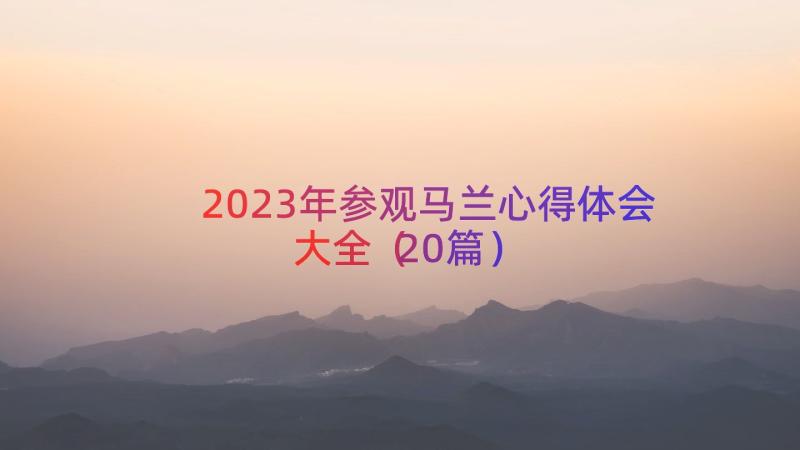 2023年参观马兰心得体会大全（20篇）