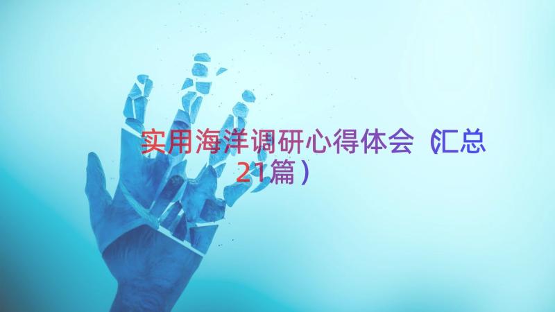 实用海洋调研心得体会（汇总21篇）