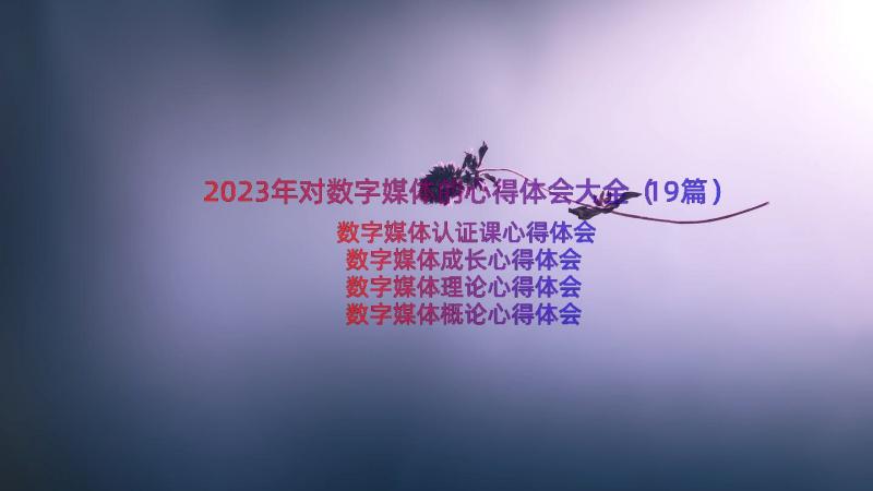 2023年对数字媒体的心得体会大全（19篇）