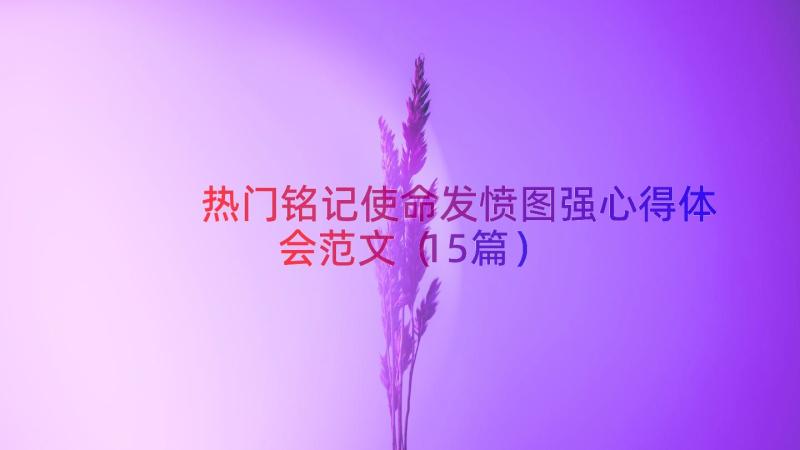 热门铭记使命发愤图强心得体会范文（15篇）