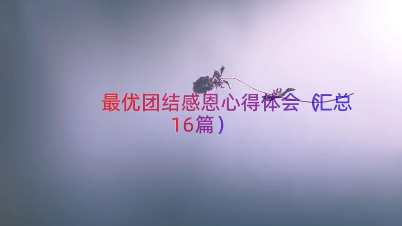 最优团结感恩心得体会（汇总16篇）