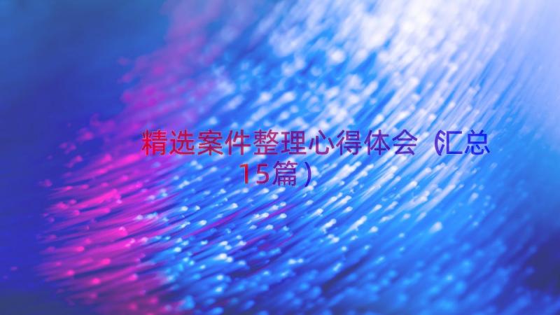 精选案件整理心得体会（汇总15篇）