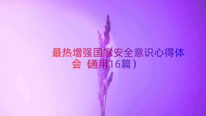 最热增强国家安全意识心得体会（通用16篇）