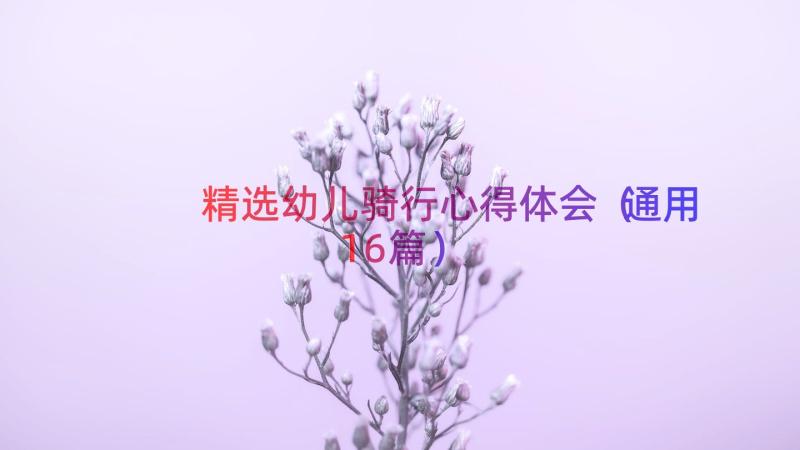 精选幼儿骑行心得体会（通用16篇）