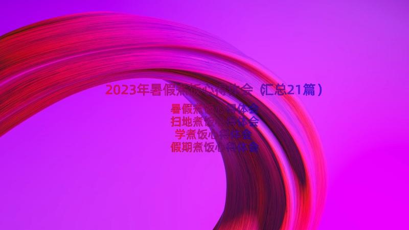 2023年暑假煮饭心得体会（汇总21篇）