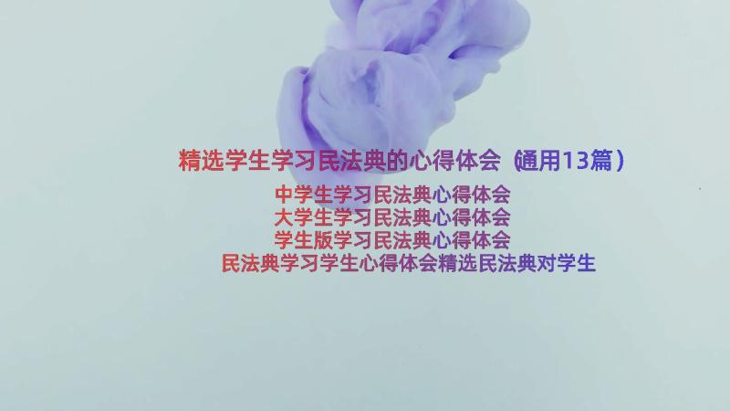 精选学生学习民法典的心得体会（通用13篇）