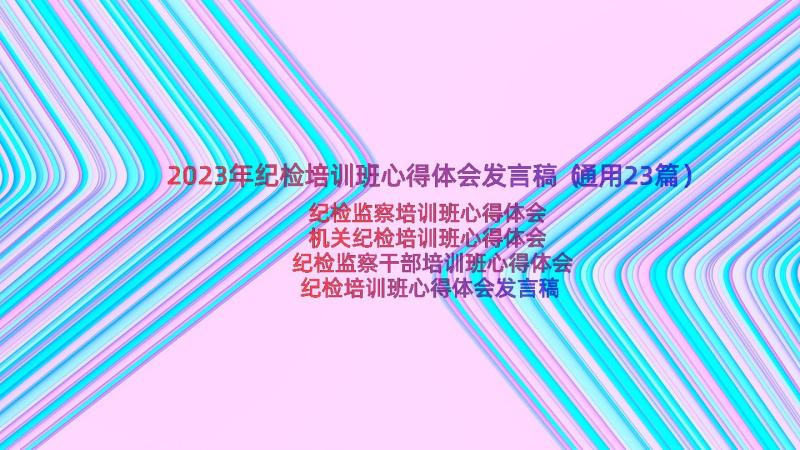 2023年纪检培训班心得体会发言稿（通用23篇）