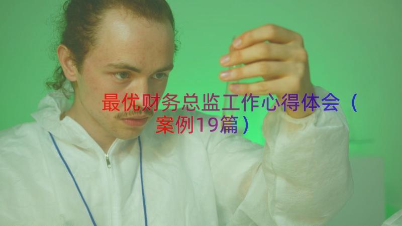 最优财务总监工作心得体会（案例19篇）