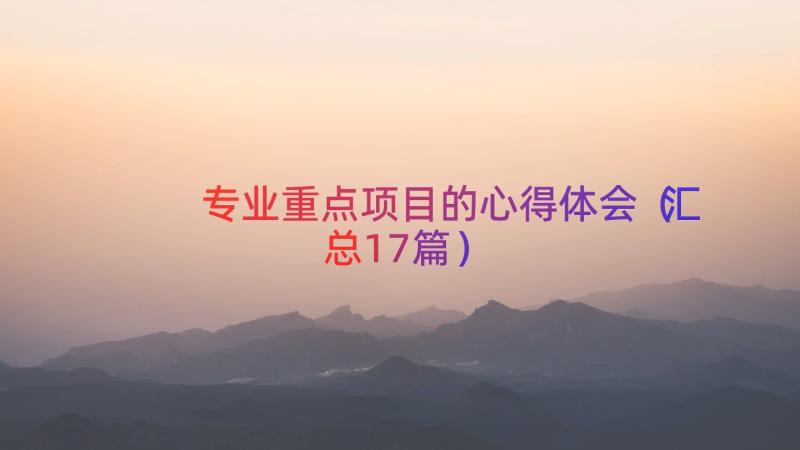 专业重点项目的心得体会（汇总17篇）