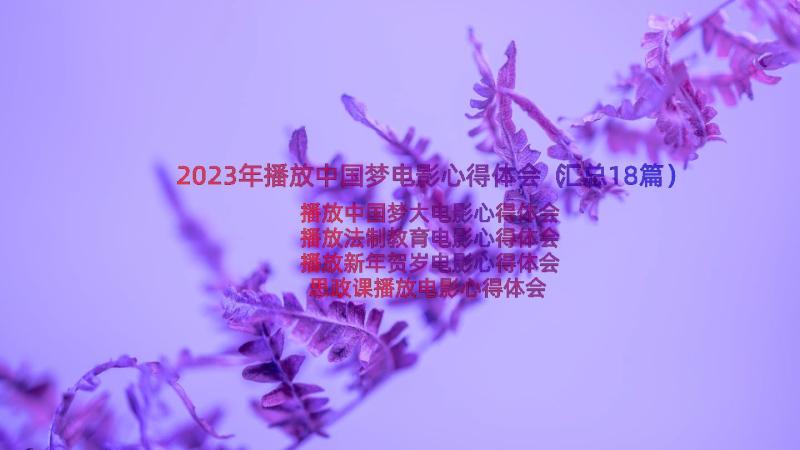 2023年播放中国梦电影心得体会（汇总18篇）