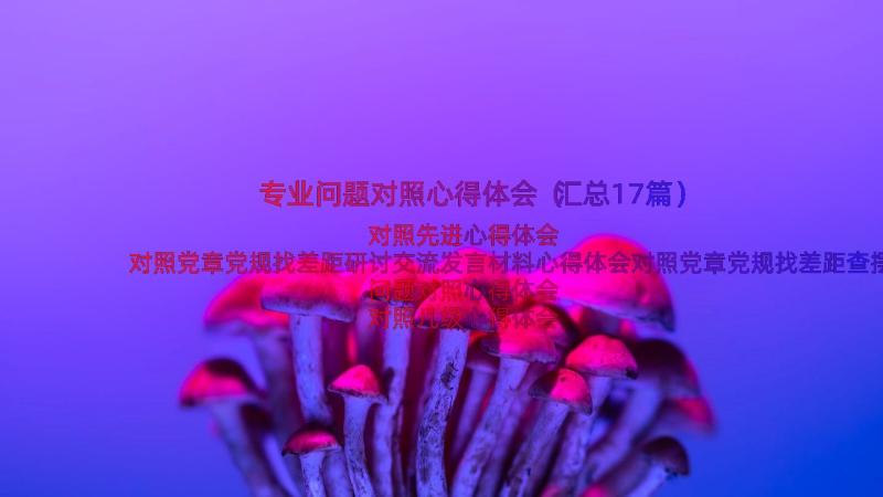 专业问题对照心得体会（汇总17篇）