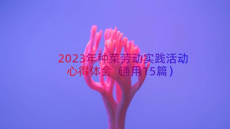 2023年种菜劳动实践活动心得体会（通用15篇）