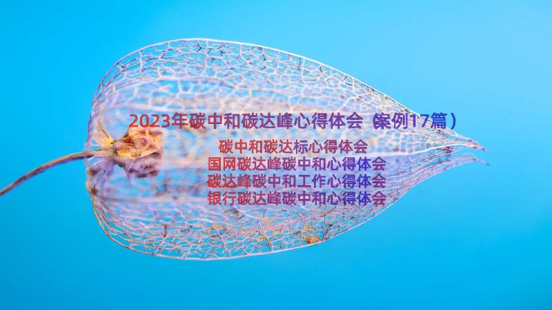 2023年碳中和碳达峰心得体会（案例17篇）