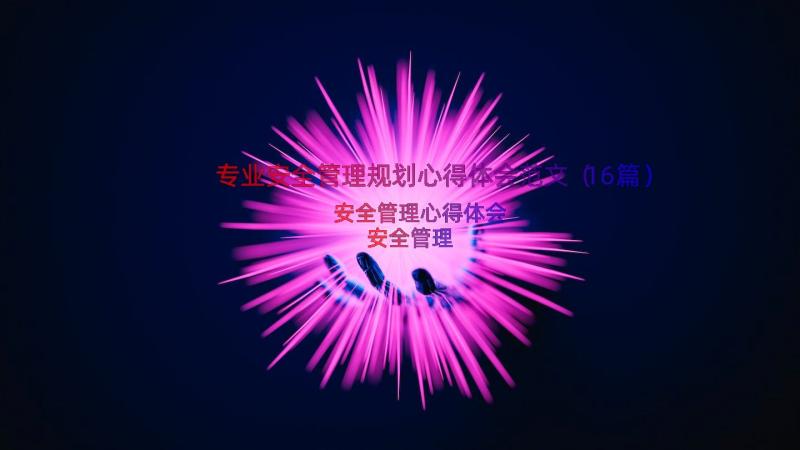 专业安全管理规划心得体会范文（16篇）