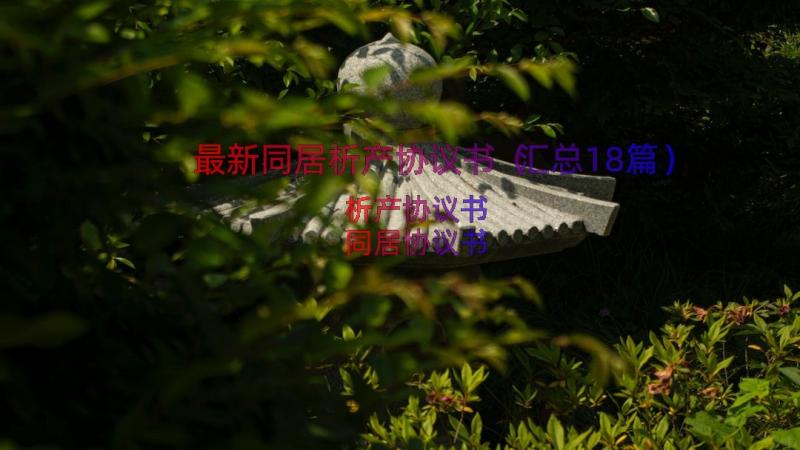 最新同居析产协议书（汇总18篇）