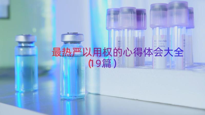 最热严以用权的心得体会大全（19篇）