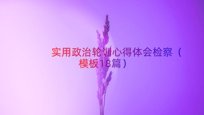 实用政治轮训心得体会检察（模板18篇）