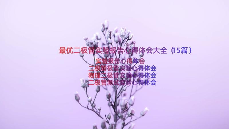 最优二极管实验报告心得体会大全（15篇）