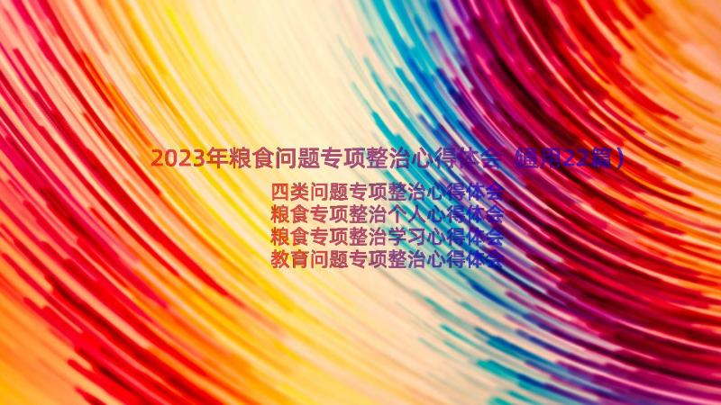 2023年粮食问题专项整治心得体会（通用22篇）