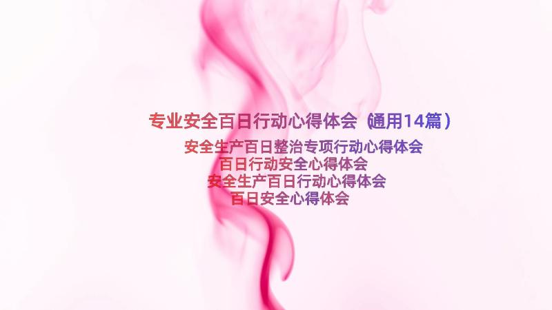 专业安全百日行动心得体会（通用14篇）