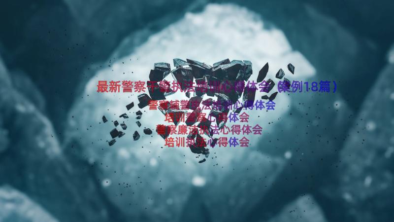 最新警察干警执法培训心得体会（案例18篇）