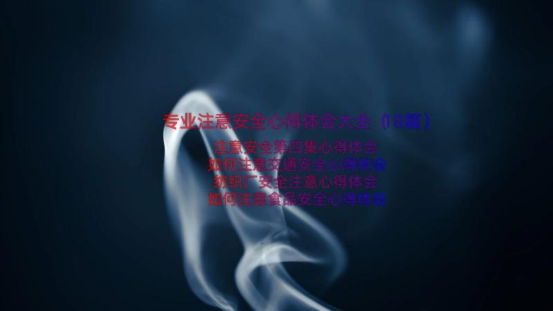 专业注意安全心得体会大全（18篇）