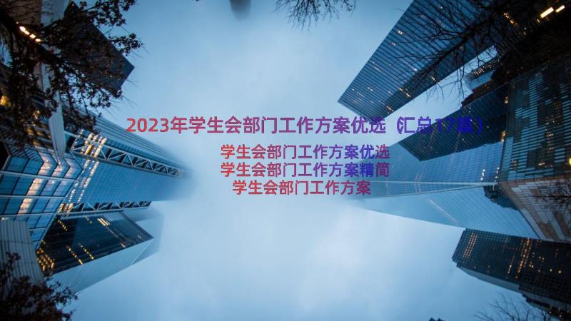 2023年学生会部门工作方案优选（汇总17篇）