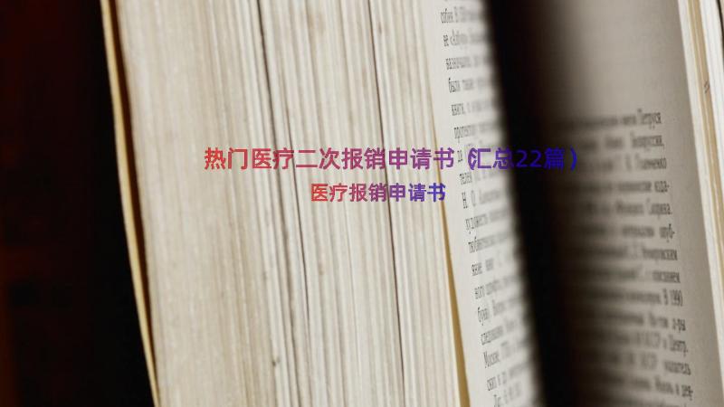 热门医疗二次报销申请书（汇总22篇）